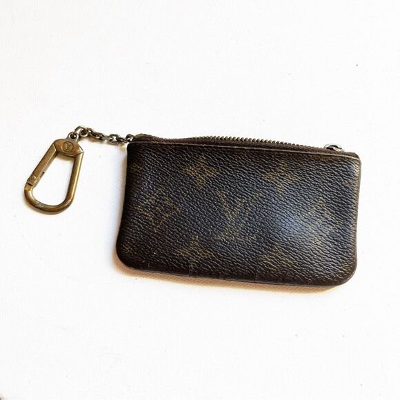 Louis Vuitton Monogram Key Cles Keychain Coin Pouch Zip PROJECT FLAW - Picture 1 of 7